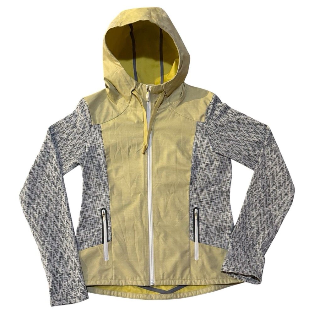 The North Face Womens Dyvinity Hybrid Jacket Size M Yellow Gray Hooded Softshell